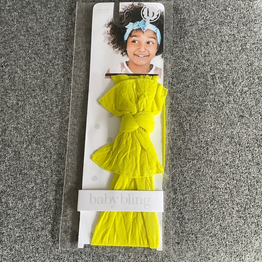 Baby Bling Headband Bow Neon Yellow NIP💛